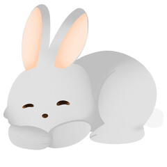 a cartoon rabbit sleeping on a transparent background