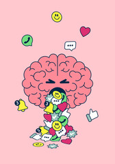 Social Media Detox Concept. Healthy Lifestyle and Digital Detox, Reducing Infoxication, Vector Illustration