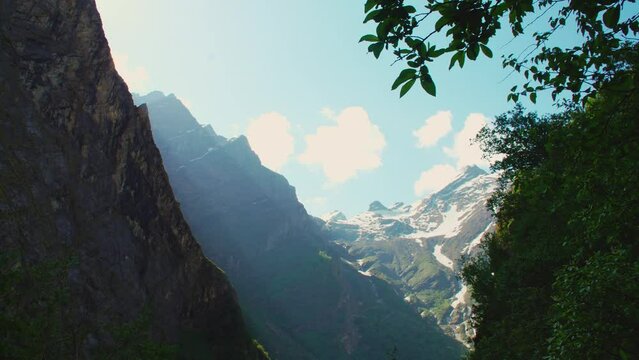 Hemkund Sahib Snow peaks mountain view at Valley of Flowers, Nanda Devi National Park, World Unesco Heritage 