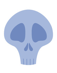 Sad skull in flat style. Halloween design element.