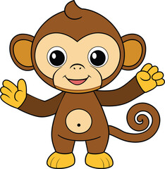 Cute monkey waving vector