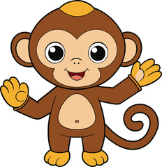 Cute monkey waving vector