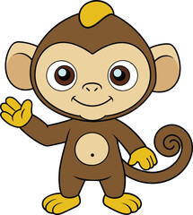 Obraz premium Cute monkey waving vector