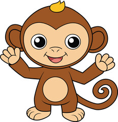 Cute monkey waving vector