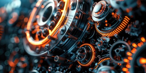 Fototapeta premium A close up of a machine with many gears and bolts