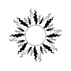 Ancient Esoteric Sun Symbol, Astrological Sign, Black Line Art, Vector