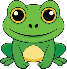 A cute frog cartoon Vector illustration isolated on a white background