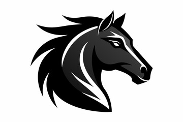 Stylized black horse head silhouette