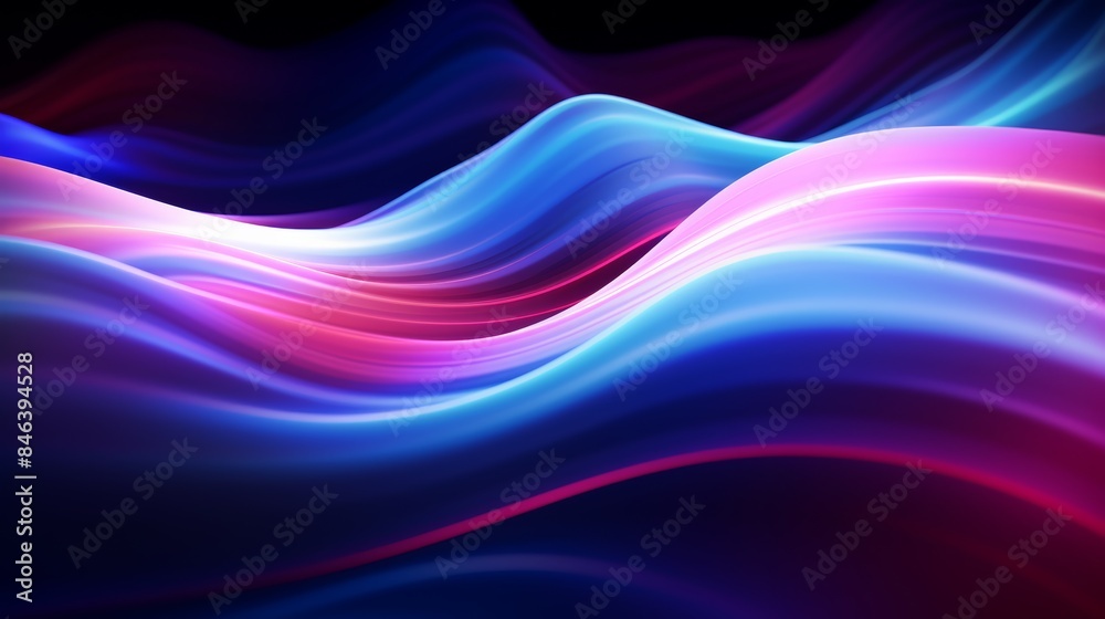 Poster An mesmerizing abstract flowing neon wave background in a retro 80s style,