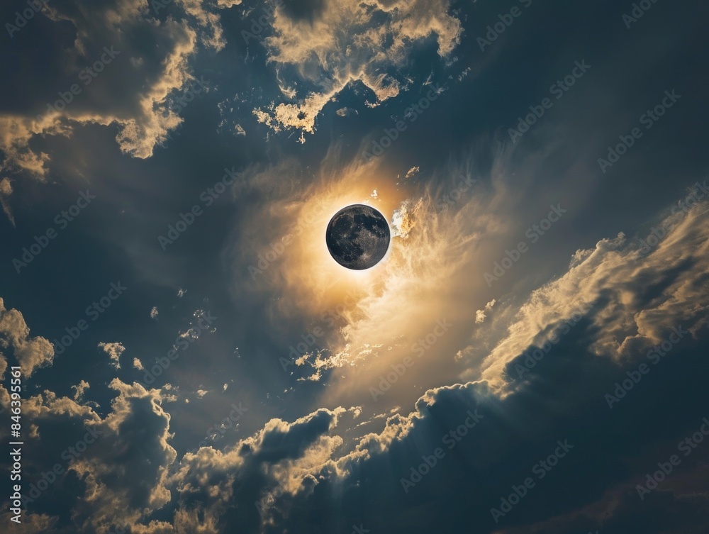 Canvas Prints a large, glowing moon is in the center of a cloudy sky