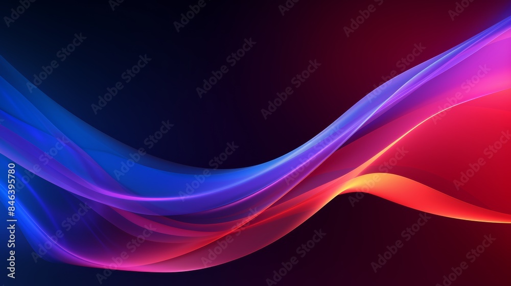 Poster an abstract flowing neon wave background in a minimalist style, with simple lines and bold colors.