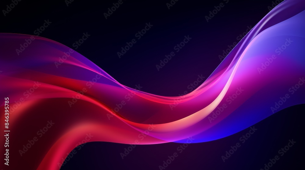 Poster an abstract flowing neon wave background in a minimalist style, with simple lines and bold colors.