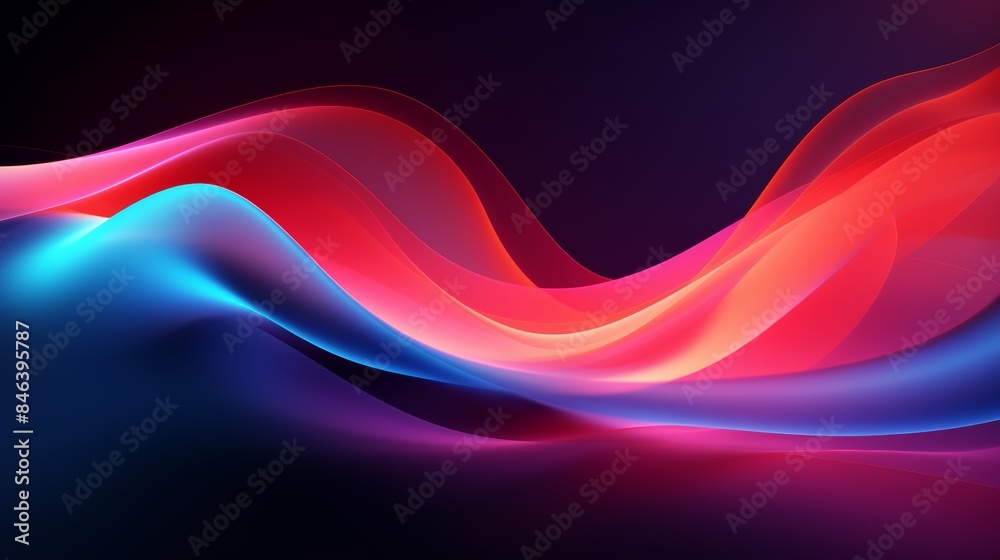 Poster An abstract flowing neon wave background in a minimalist style, with simple lines and bold colors.