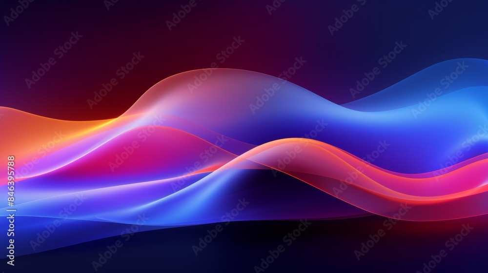 Poster an abstract flowing neon wave background in a minimalist style, with simple lines and bold colors.