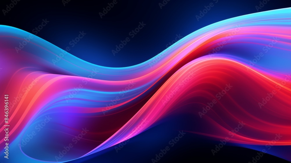 Poster an energetic abstract flowing neon wave background in a outrun style, with bold colors and sharp lin