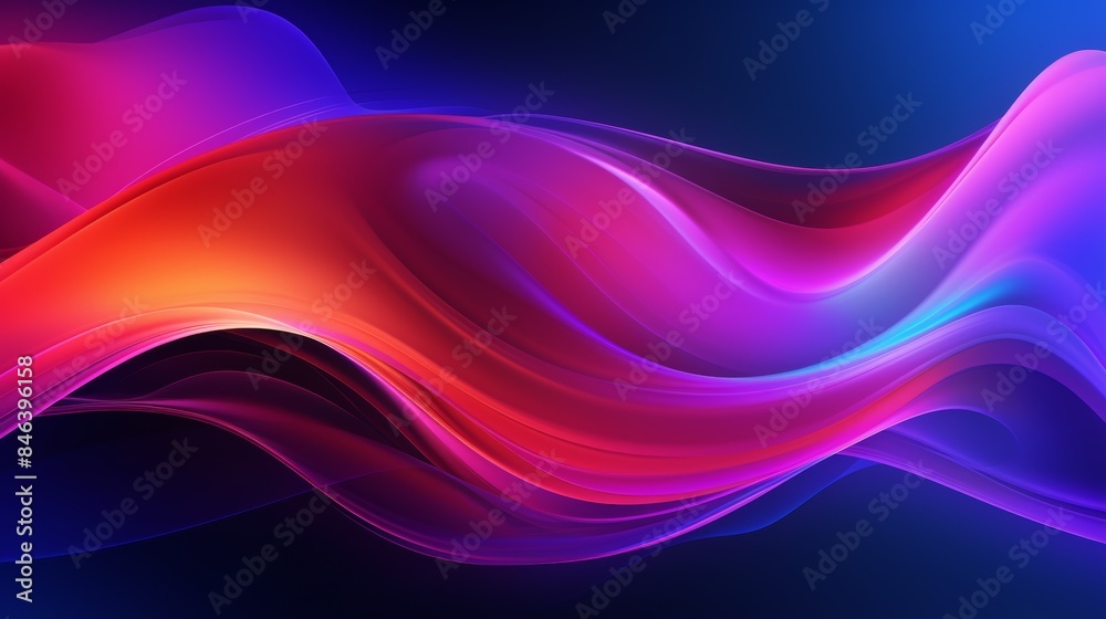 Poster an energetic abstract flowing neon wave background in a outrun style, with bold colors and sharp lin