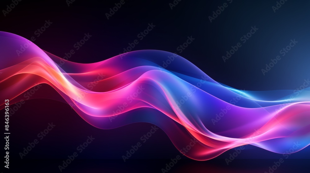 Poster an energetic abstract flowing neon wave background in a outrun style, with bold colors and sharp lin