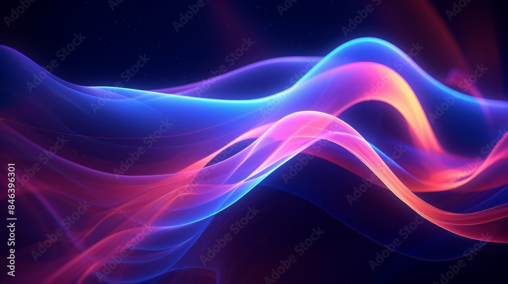 Poster an mesmerizing abstract flowing neon wave background in a retro 80s style,