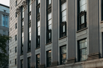 Classic architectural building facade in New York City downtown