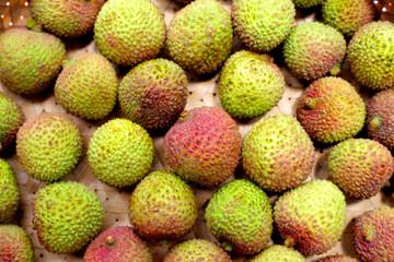 Fresh lychee fruit. Juicy exotic fruit.