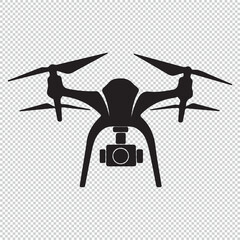 Simple and minimalistic drone icon, black vector illustration on transparent background