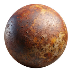 rusty metal ball isolated on white. png