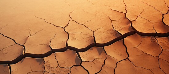 A crack in dry sand resembling a line graph representing the fluctuating stock market Copy space image