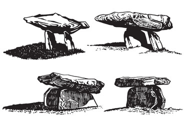 The set of dolmens of South Korea on white background,vector illustration	