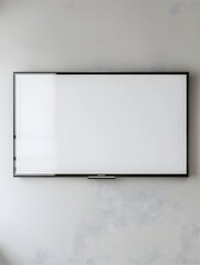 Obraz premium TV mockup background with lcd tv with flat white screen fixed on a wall