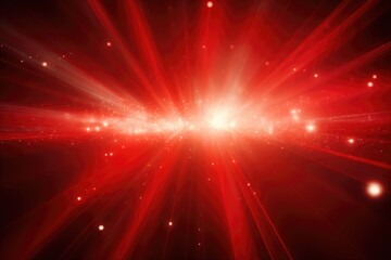 Radiant Red Cosmic Explosion with Intense Light Beams