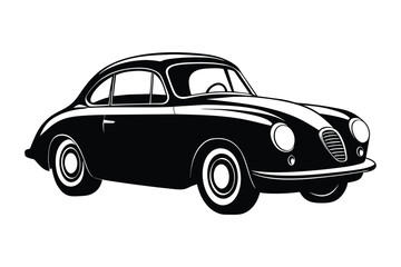 Fototapeta premium Elegant old Vintage Sports Car Vector illustration silhouette white background free