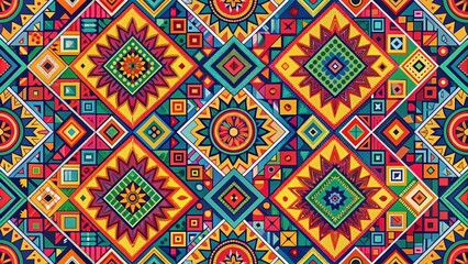Abstract pattern inspired by Hispanic heritage month with vibrant colors and geometric shapes, Hispanic, heritage, month, patterns, abstract, vibrant, colors, geometric, shapes, celebration