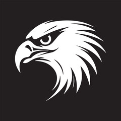 Flat vector eagle head icon logo on black background