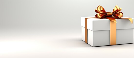 A white background with a gift box creating a copy space image