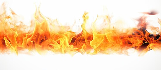 A copy space image showing fire flames against a white backdrop