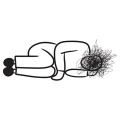 hand drawn confusion concept. people with anxiety are surrounded by thoughts Mental disorders and chaos in consciousness, find answers. vector illustration.