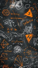 Obraz premium School board with chalk drawing math and chemical formulas, AI generated