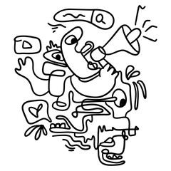 Hand drawn Social Media Illustration Abstract Doodle
