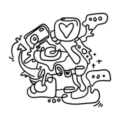 Hand drawn Social Media Illustration Abstract Doodle