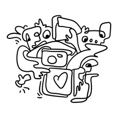 Hand drawn Social Media Illustration Abstract Doodle