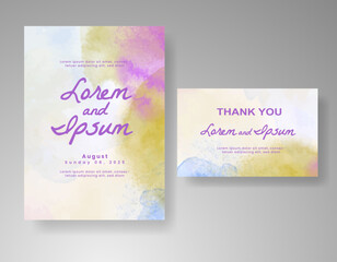 Wedding invitation with abstract watercolor background