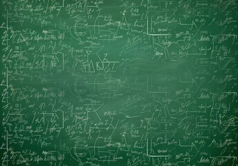 School board with chalk drawing math and chemical formulas, AI generated