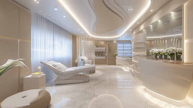 In the dermatology clinic and beauty salon for VIP clients, every detail of the interior has been carefully planned to create a unique atmosphere of relaxation and peace.