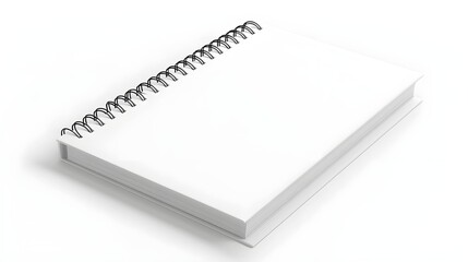 Spiral bound notebook mockup template with white paper cover isolated on a white background