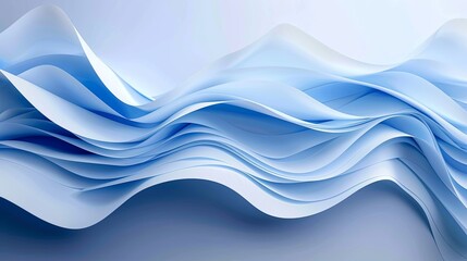 Obraz premium Serene Blue Wavy Paper Art Inspired Background