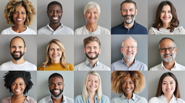 Many Headshots of Smiling Men and Women of All Ages and Ethnicities