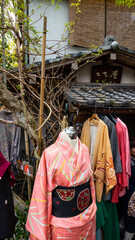 JAPAN, KYOTO – April 2024 : Japanese traditional clothes kimono yukata for sale to japanese...