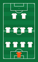 Scheme position player with white shirt, green football field