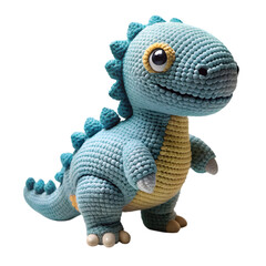 Naklejka premium cute crocheted dinosaur doll, on a transparent background. Generative AI