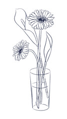 ガーベラとカラー　線画